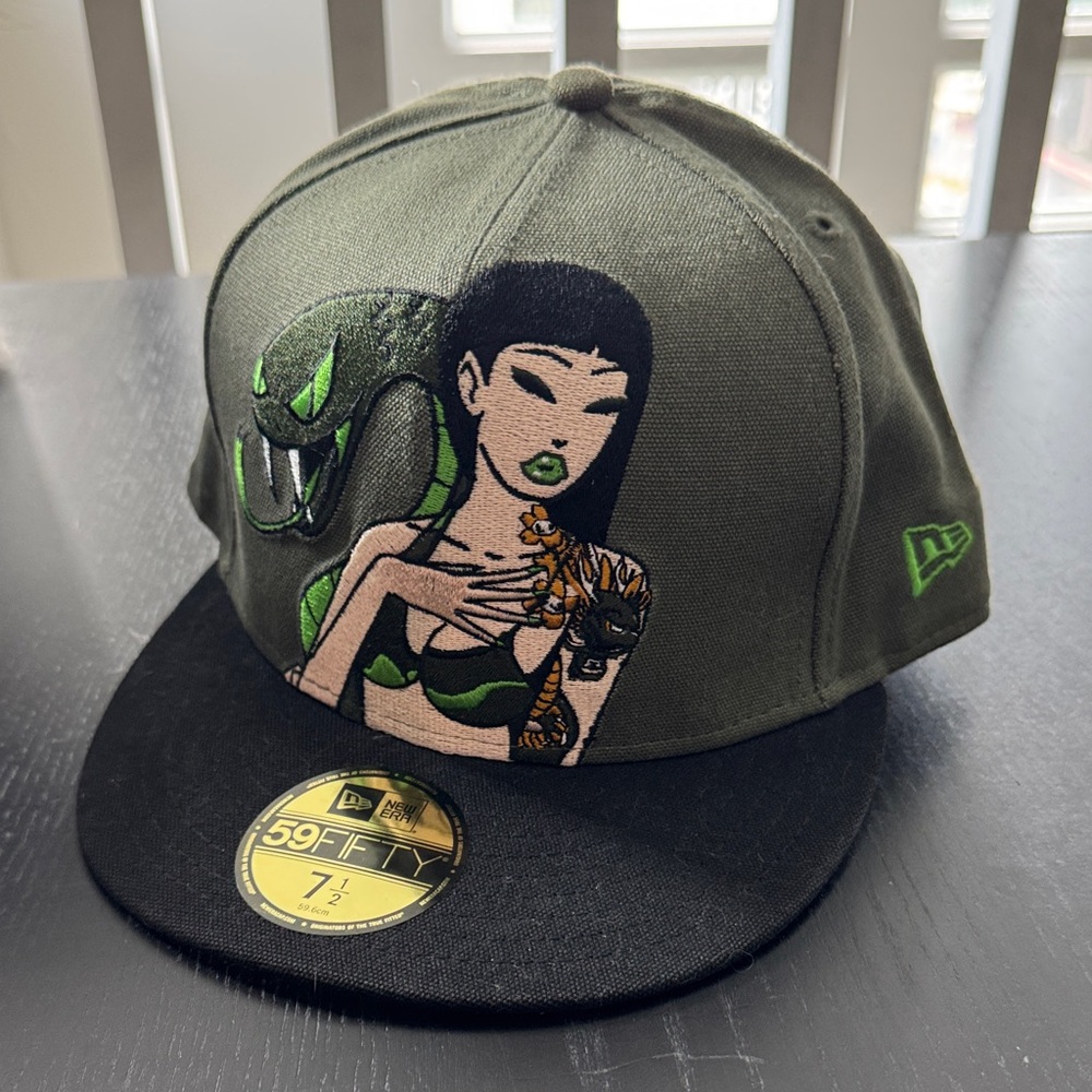 RARE NWT New Era Geisha Cobra Snake Green and Black 59FIFTY Fitted Cap Hat Brand